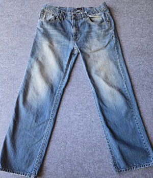 Irreverent Jeans Men's Light Wash Straight Leg Embroidered Pockets 35x31